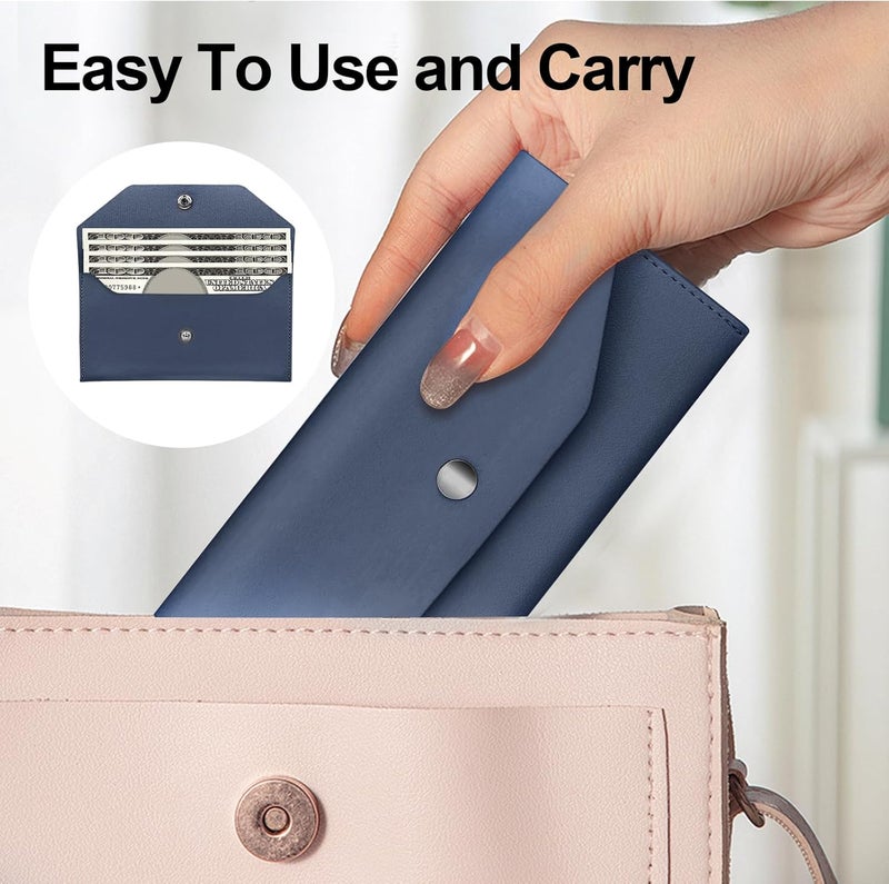 Nolcha Pu Leather Cash Envelope Wallet for Women - Reusable Cash Stuffing Wallet, Budgeting Companion (Dark-Blue) - Image 5